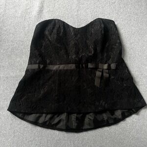 Lane Bryant Black Lace Strapless Peplum Top Women's 18 NWT Bow Detail Side‎ Zip